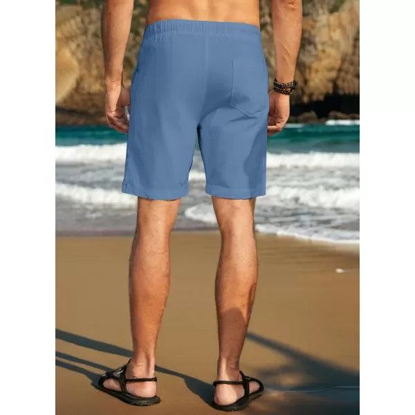JMIERR Mens Casual 5"/ 7" Cotton Linen Shorts - Elastic Waist Drawstring Summer Beach Golf Shorts with Pockets