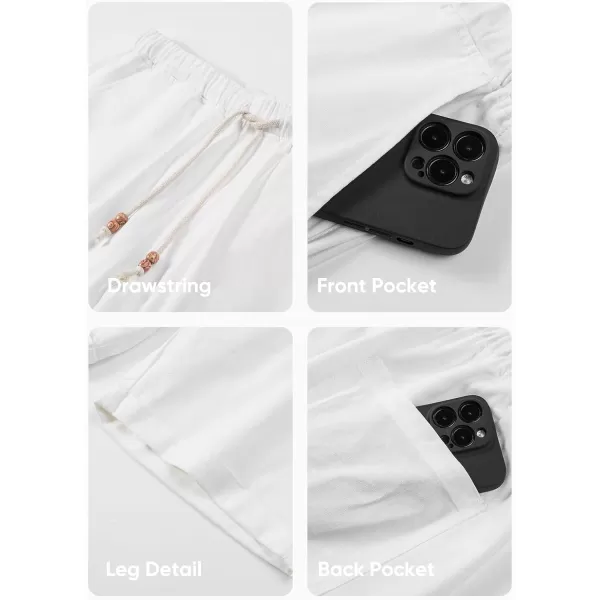 JMIERR Mens Casual 5"/ 7" Cotton Linen Shorts - Elastic Waist Drawstring Summer Beach Golf Shorts with Pockets
