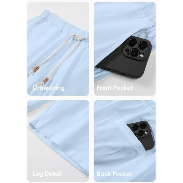 JMIERR Mens Casual 5"/ 7" Cotton Linen Shorts - Elastic Waist Drawstring Summer Beach Golf Shorts with Pockets