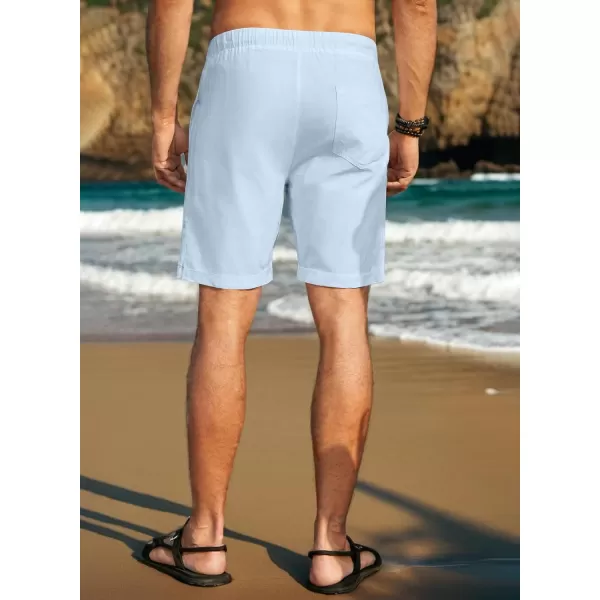 JMIERR Mens Casual 5"/ 7" Cotton Linen Shorts - Elastic Waist Drawstring Summer Beach Golf Shorts with Pockets