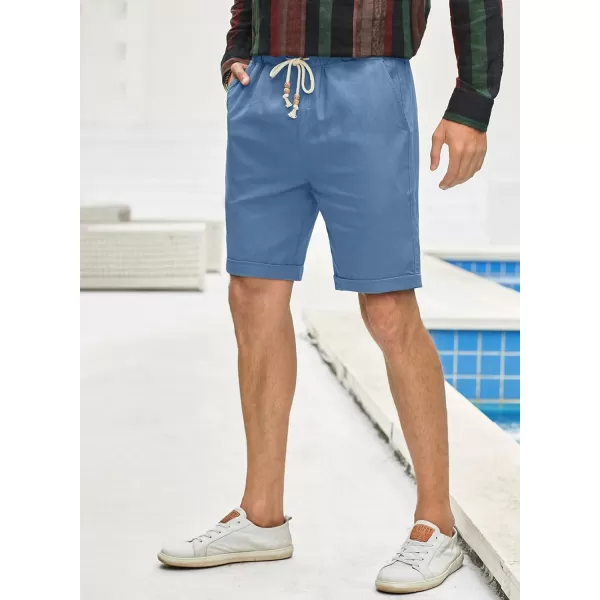JMIERR Mens Casual 5"/ 7" Cotton Linen Shorts - Elastic Waist Drawstring Summer Beach Golf Shorts with Pockets