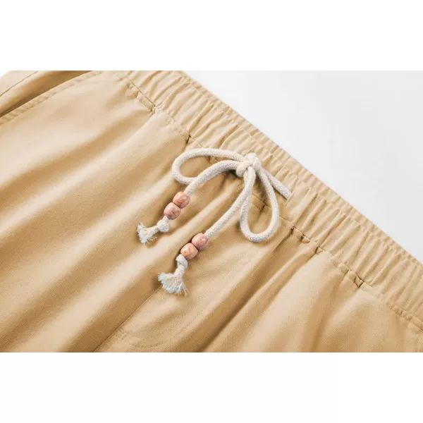 JMIERR Mens Casual 5"/ 7" Cotton Linen Shorts - Elastic Waist Drawstring Summer Beach Golf Shorts with Pockets