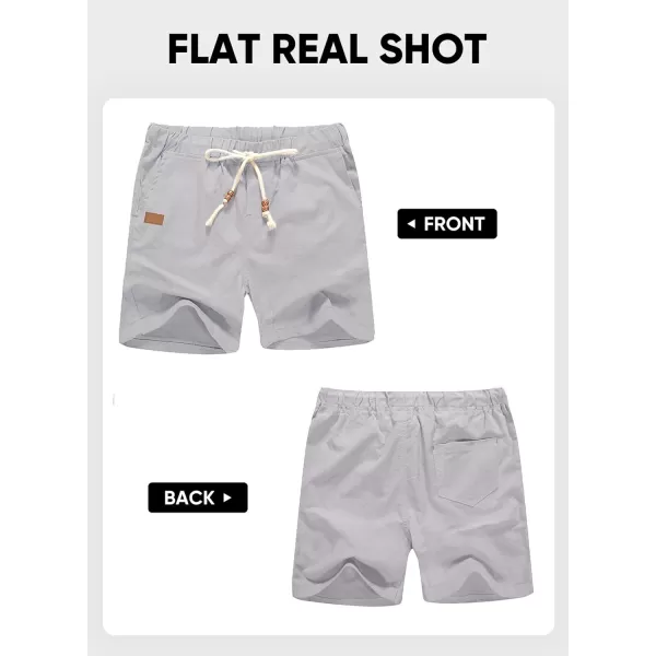 JMIERR Mens Casual 5"/ 7" Cotton Linen Shorts - Elastic Waist Drawstring Summer Beach Golf Shorts with Pockets