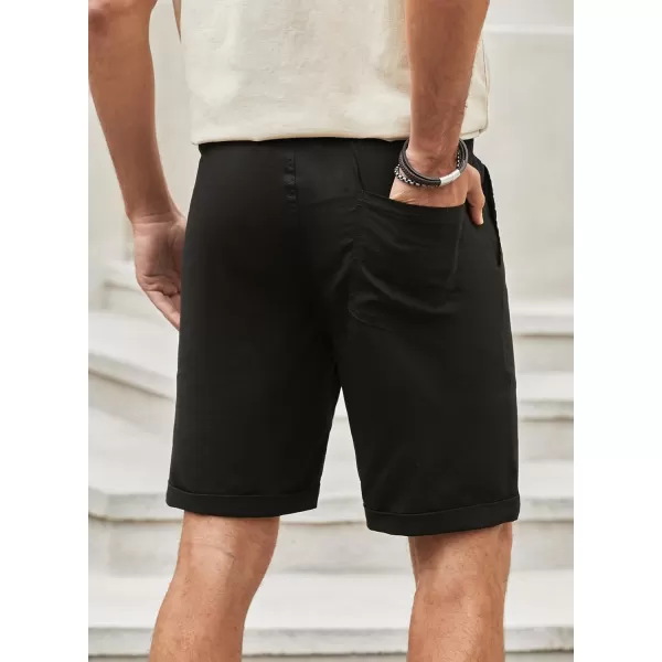 JMIERR Mens Casual 5"/ 7" Cotton Linen Shorts - Elastic Waist Drawstring Summer Beach Golf Shorts with Pockets