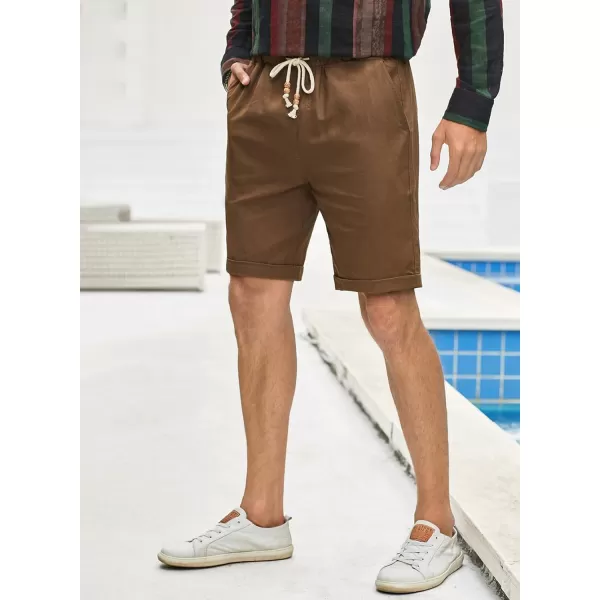 JMIERR Mens Casual 5"/ 7" Cotton Linen Shorts - Elastic Waist Drawstring Summer Beach Golf Shorts with Pockets