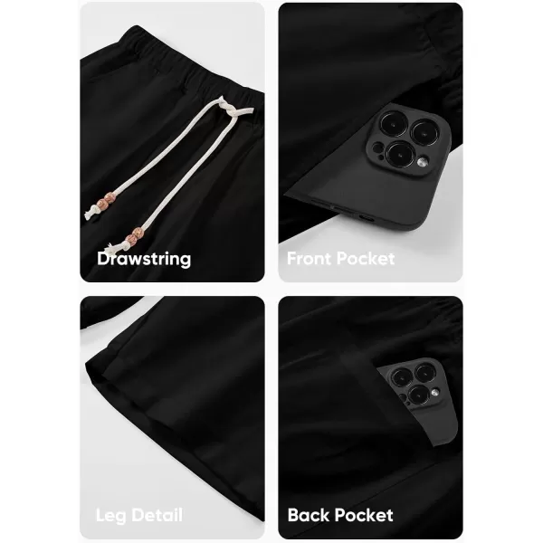 JMIERR Mens Casual 5"/ 7" Cotton Linen Shorts - Elastic Waist Drawstring Summer Beach Golf Shorts with Pockets