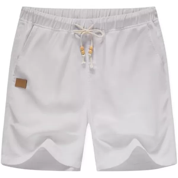 JMIERR Mens Casual 5"/ 7" Cotton Linen Shorts - Elastic Waist Drawstring Summer Beach Golf Shorts with Pockets