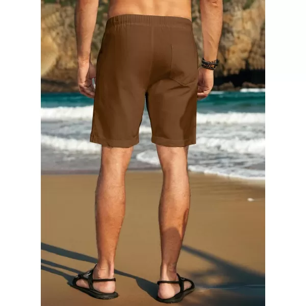 JMIERR Mens Casual 5"/ 7" Cotton Linen Shorts - Elastic Waist Drawstring Summer Beach Golf Shorts with Pockets