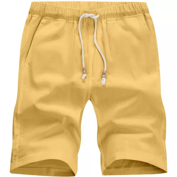 JMIERR Mens Casual 5"/ 7" Cotton Linen Shorts - Elastic Waist Drawstring Summer Beach Golf Shorts with Pockets