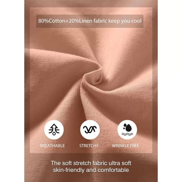 JMIERR Mens Casual 5"/ 7" Cotton Linen Shorts - Elastic Waist Drawstring Summer Beach Golf Shorts with Pockets
