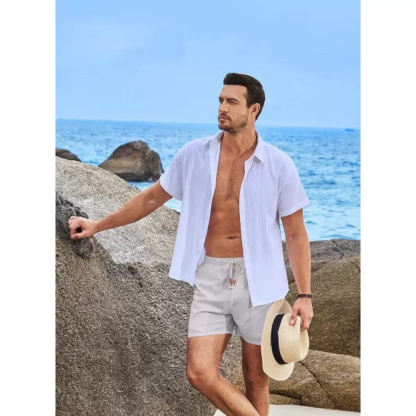 JMIERR Mens Casual 5"/ 7" Cotton Linen Shorts - Elastic Waist Drawstring Summer Beach Golf Shorts with Pockets