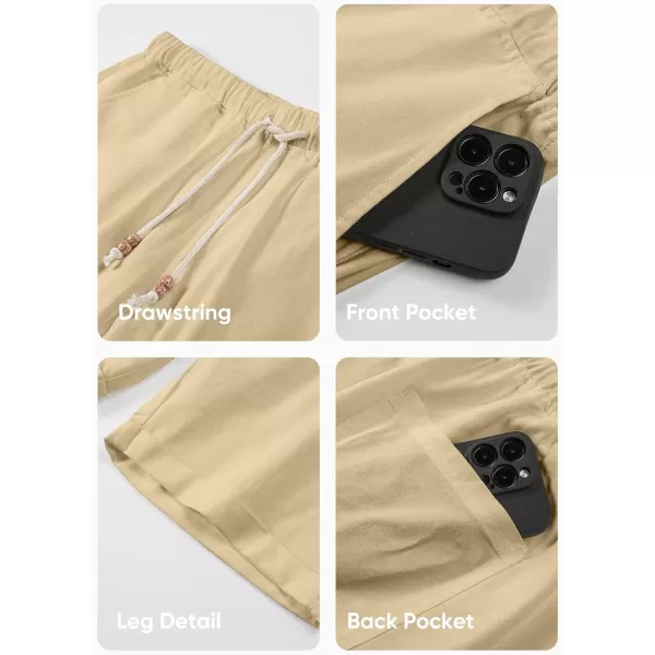 JMIERR Mens Casual 5"/ 7" Cotton Linen Shorts - Elastic Waist Drawstring Summer Beach Golf Shorts with Pockets
