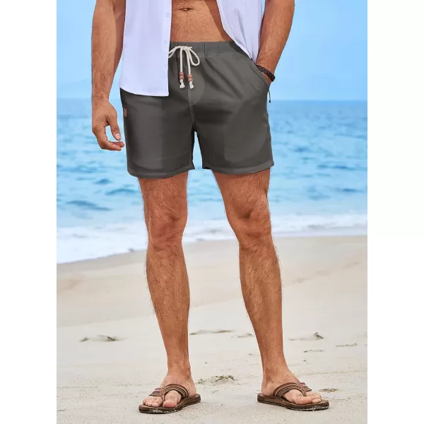 JMIERR Mens Casual 5"/ 7" Cotton Linen Shorts - Elastic Waist Drawstring Summer Beach Golf Shorts with Pockets