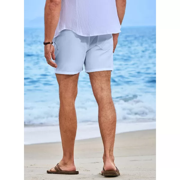JMIERR Mens Casual 5"/ 7" Cotton Linen Shorts - Elastic Waist Drawstring Summer Beach Golf Shorts with Pockets