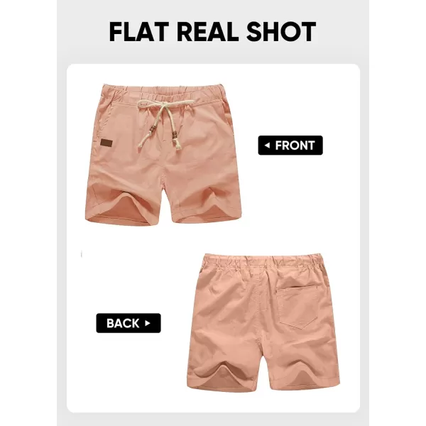 JMIERR Mens Casual 5"/ 7" Cotton Linen Shorts - Elastic Waist Drawstring Summer Beach Golf Shorts with Pockets