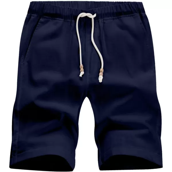 JMIERR Mens Casual 5"/ 7" Cotton Linen Shorts - Elastic Waist Drawstring Summer Beach Golf Shorts with Pockets