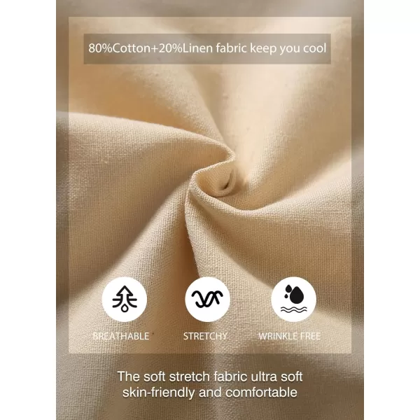 JMIERR Mens Casual 5"/ 7" Cotton Linen Shorts - Elastic Waist Drawstring Summer Beach Golf Shorts with Pockets