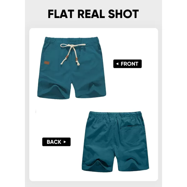 JMIERR Mens Casual 5"/ 7" Cotton Linen Shorts - Elastic Waist Drawstring Summer Beach Golf Shorts with Pockets