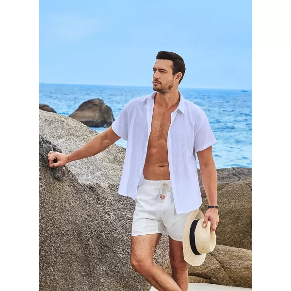 JMIERR Mens Casual 5"/ 7" Cotton Linen Shorts - Elastic Waist Drawstring Summer Beach Golf Shorts with Pockets