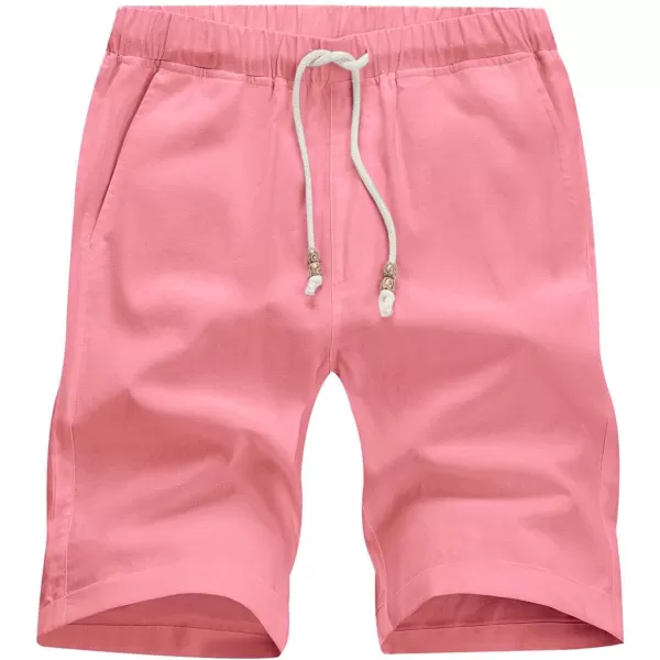 JMIERR Mens Casual 5"/ 7" Cotton Linen Shorts - Elastic Waist Drawstring Summer Beach Golf Shorts with Pockets