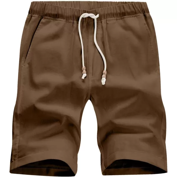 JMIERR Mens Casual 5"/ 7" Cotton Linen Shorts - Elastic Waist Drawstring Summer Beach Golf Shorts with Pockets