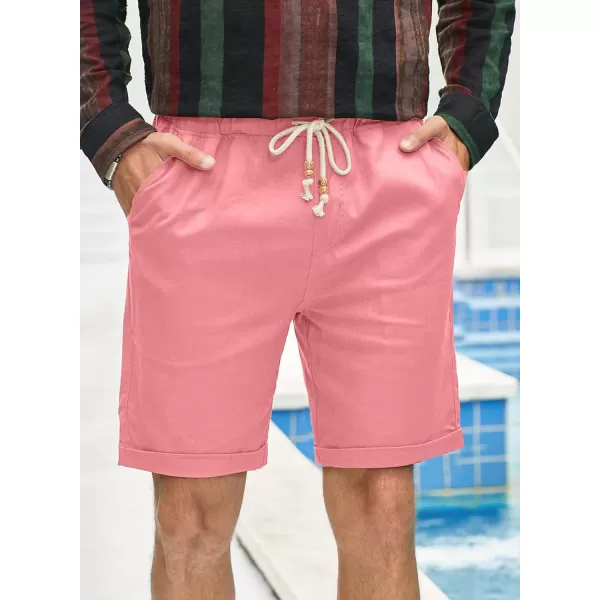 JMIERR Mens Casual 5"/ 7" Cotton Linen Shorts - Elastic Waist Drawstring Summer Beach Golf Shorts with Pockets