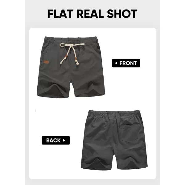 JMIERR Mens Casual 5"/ 7" Cotton Linen Shorts - Elastic Waist Drawstring Summer Beach Golf Shorts with Pockets