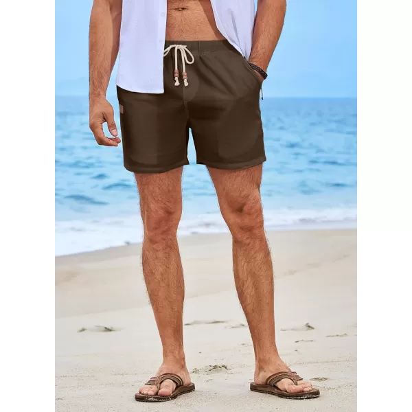 JMIERR Mens Casual 5"/ 7" Cotton Linen Shorts - Elastic Waist Drawstring Summer Beach Golf Shorts with Pockets