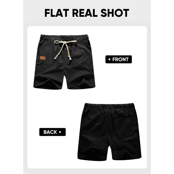 JMIERR Mens Casual 5"/ 7" Cotton Linen Shorts - Elastic Waist Drawstring Summer Beach Golf Shorts with Pockets