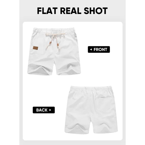 JMIERR Mens Casual 5"/ 7" Cotton Linen Shorts - Elastic Waist Drawstring Summer Beach Golf Shorts with Pockets
