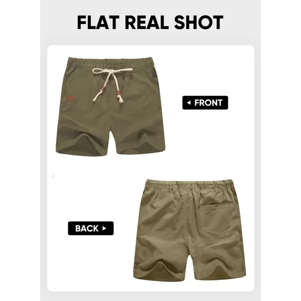 JMIERR Mens Casual 5"/ 7" Cotton Linen Shorts - Elastic Waist Drawstring Summer Beach Golf Shorts with Pockets