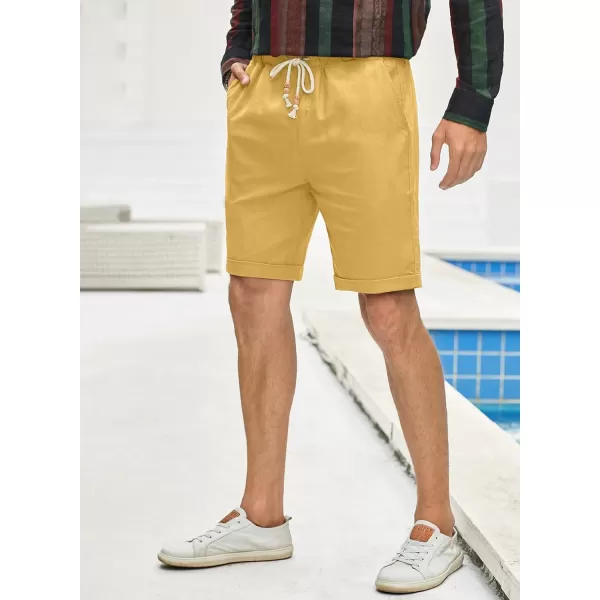 JMIERR Mens Casual 5"/ 7" Cotton Linen Shorts - Elastic Waist Drawstring Summer Beach Golf Shorts with Pockets