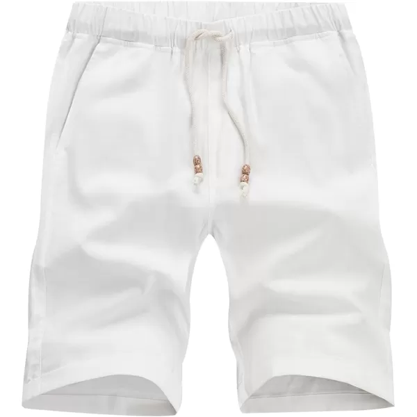 JMIERR Mens Casual 5"/ 7" Cotton Linen Shorts - Elastic Waist Drawstring Summer Beach Golf Shorts with Pockets