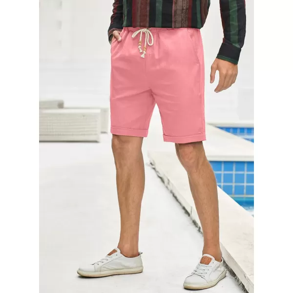 JMIERR Mens Casual 5"/ 7" Cotton Linen Shorts - Elastic Waist Drawstring Summer Beach Golf Shorts with Pockets