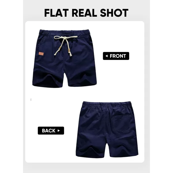 JMIERR Mens Casual 5"/ 7" Cotton Linen Shorts - Elastic Waist Drawstring Summer Beach Golf Shorts with Pockets