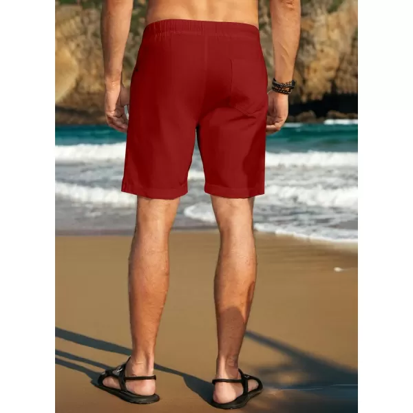 JMIERR Mens Casual 5"/ 7" Cotton Linen Shorts - Elastic Waist Drawstring Summer Beach Golf Shorts with Pockets