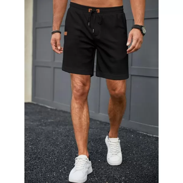 JMIERR Men's Casual 5"/ 7" Shorts Waffle Elastic Waist Drawstring Workout Running Jogging Beach Sweat Shorts with Pockets