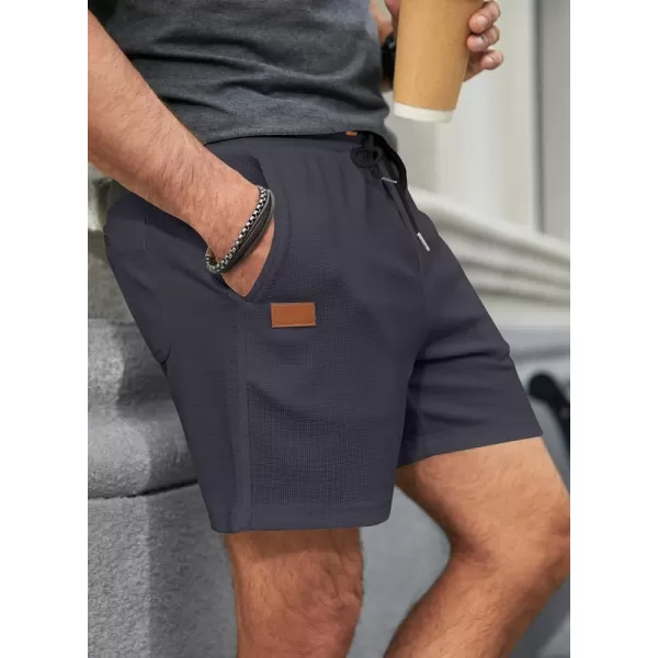 JMIERR Men's Casual 5"/ 7" Shorts Waffle Elastic Waist Drawstring Workout Running Jogging Beach Sweat Shorts with Pockets