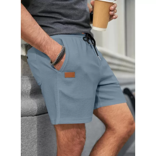 JMIERR Men's Casual 5"/ 7" Shorts Waffle Elastic Waist Drawstring Workout Running Jogging Beach Sweat Shorts with Pockets