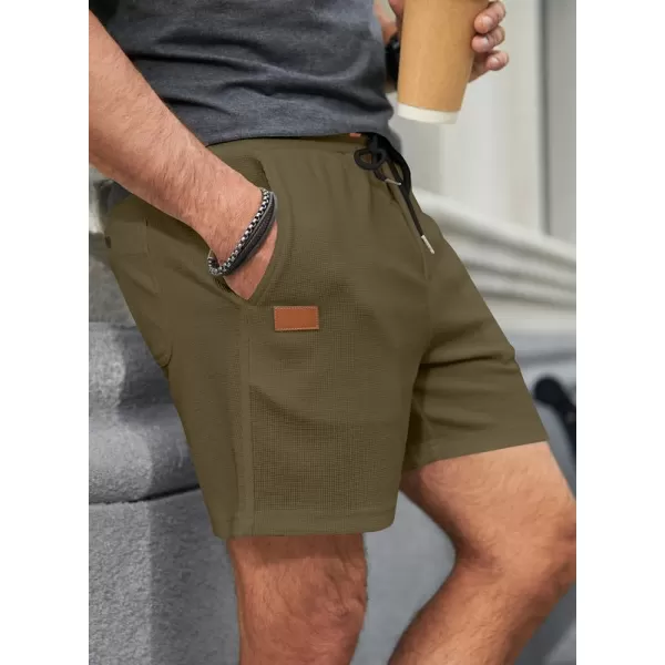JMIERR Men's Casual 5"/ 7" Shorts Waffle Elastic Waist Drawstring Workout Running Jogging Beach Sweat Shorts with Pockets