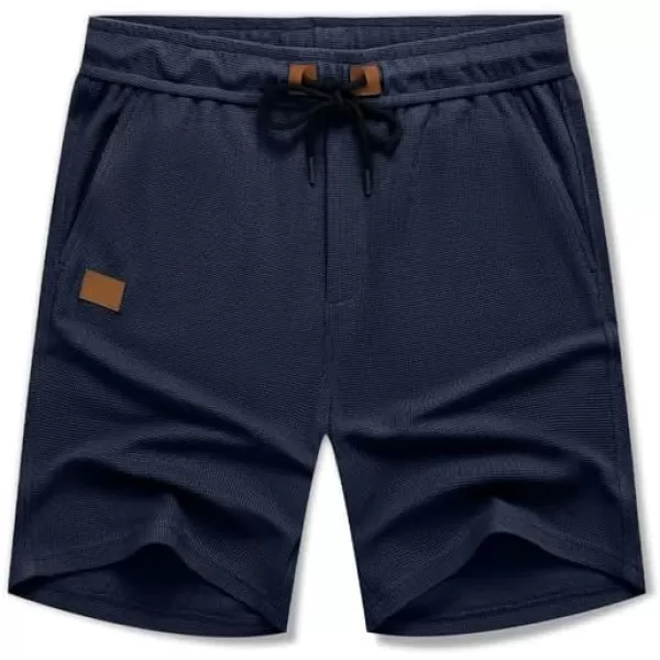 JMIERR Men's Casual 5"/ 7" Shorts Waffle Elastic Waist Drawstring Workout Running Jogging Beach Sweat Shorts with Pockets