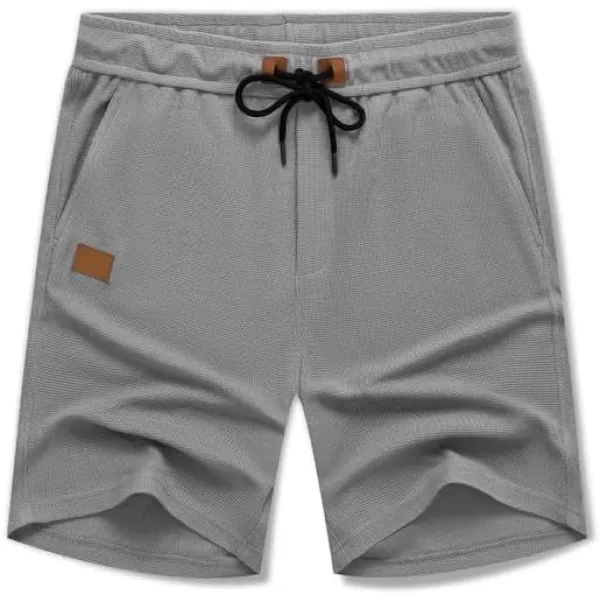 JMIERR Men's Casual 5"/ 7" Shorts Waffle Elastic Waist Drawstring Workout Running Jogging Beach Sweat Shorts with Pockets