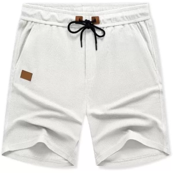 JMIERR Men's Casual 5"/ 7" Shorts Waffle Elastic Waist Drawstring Workout Running Jogging Beach Sweat Shorts with Pockets