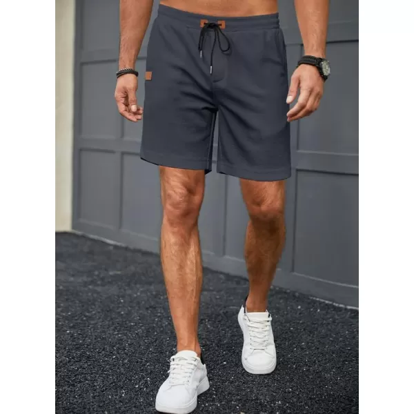 JMIERR Men's Casual 5"/ 7" Shorts Waffle Elastic Waist Drawstring Workout Running Jogging Beach Sweat Shorts with Pockets