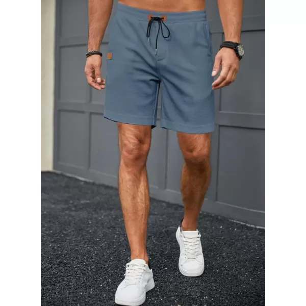 JMIERR Men's Casual 5"/ 7" Shorts Waffle Elastic Waist Drawstring Workout Running Jogging Beach Sweat Shorts with Pockets