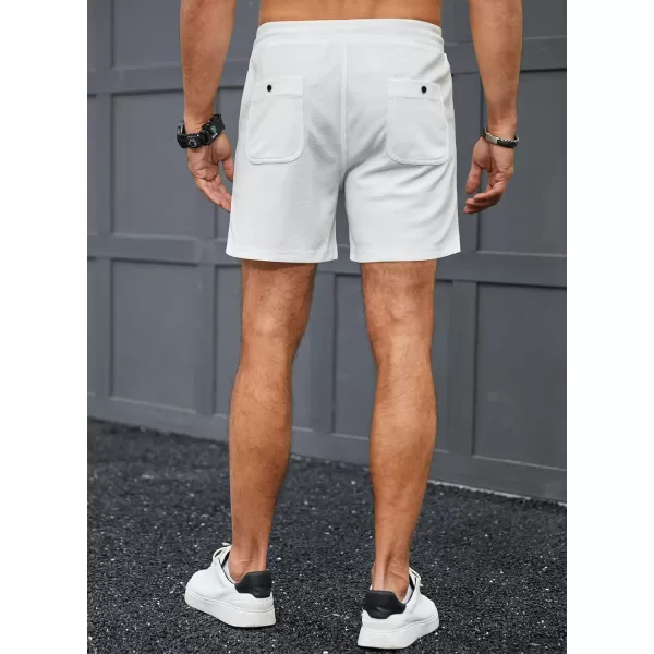 JMIERR Men's Casual 5"/ 7" Shorts Waffle Elastic Waist Drawstring Workout Running Jogging Beach Sweat Shorts with Pockets