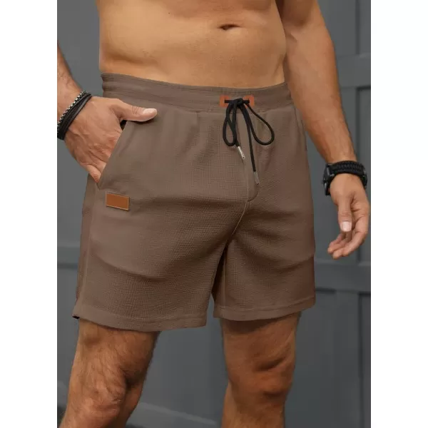 JMIERR Men's Casual 5"/ 7" Shorts Waffle Elastic Waist Drawstring Workout Running Jogging Beach Sweat Shorts with Pockets