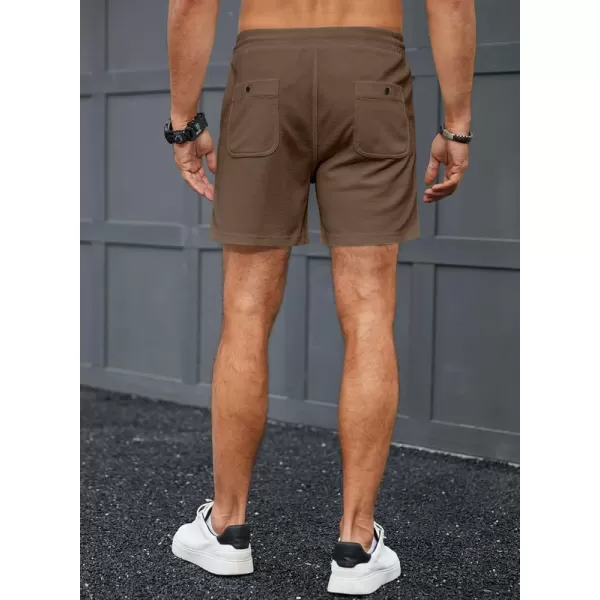 JMIERR Men's Casual 5"/ 7" Shorts Waffle Elastic Waist Drawstring Workout Running Jogging Beach Sweat Shorts with Pockets