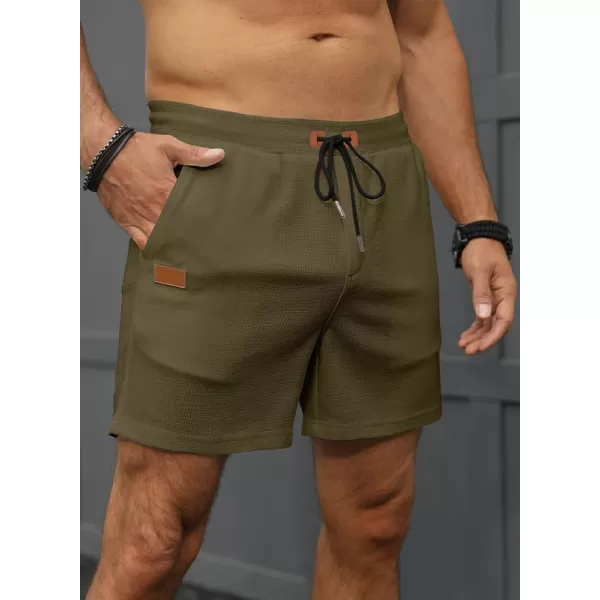JMIERR Men's Casual 5"/ 7" Shorts Waffle Elastic Waist Drawstring Workout Running Jogging Beach Sweat Shorts with Pockets