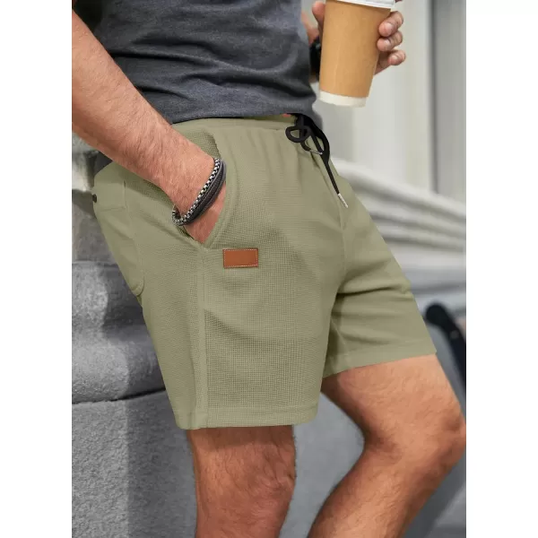 JMIERR Men's Casual 5"/ 7" Shorts Waffle Elastic Waist Drawstring Workout Running Jogging Beach Sweat Shorts with Pockets